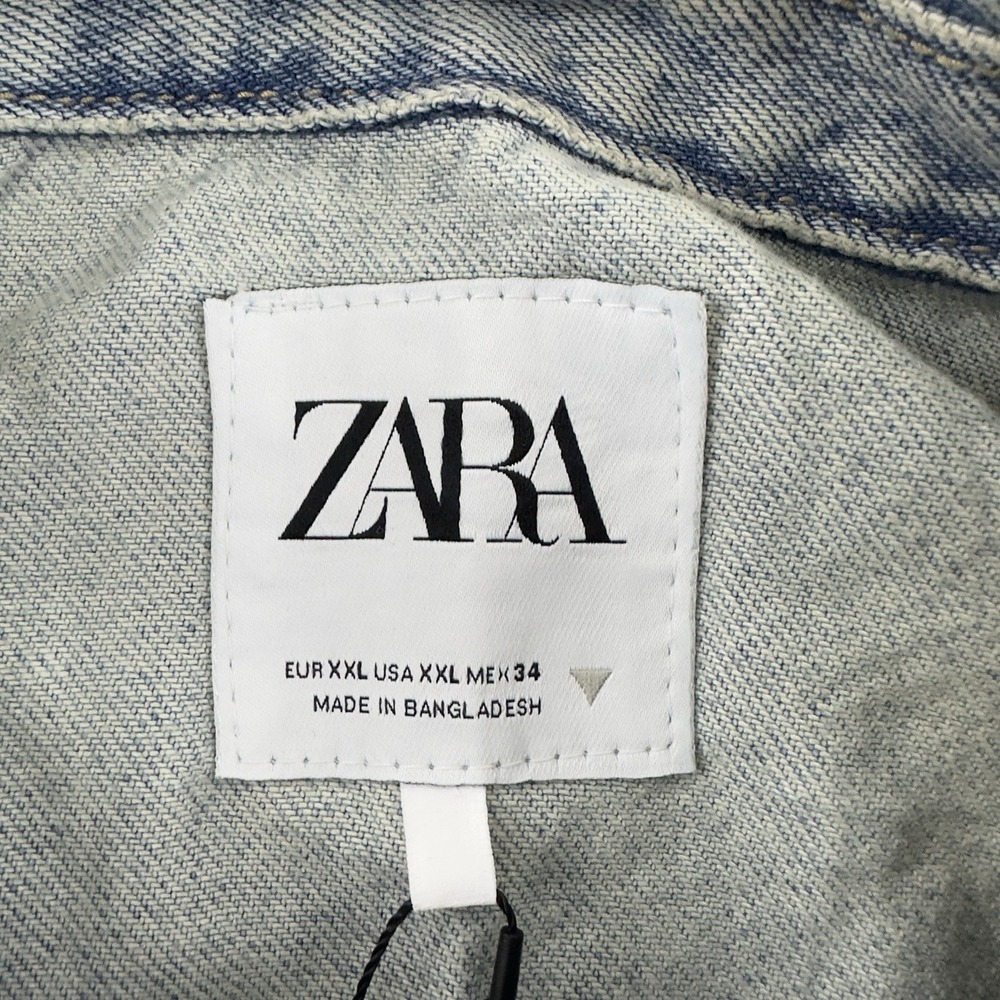 ZARA Women's Denim Jacket XXL Blue Studded Rhinestone Embellished NWT - Picture 5 of 12